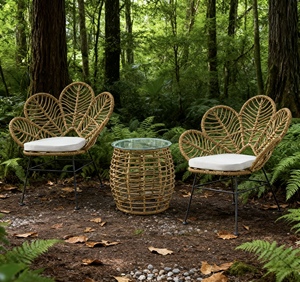 Tavolo e Sedie da Esterno in Rattan Intrecciato, Stile Lusso Leggero, Tavolino da Tè per Balcone e Terrazza - Product Image 4