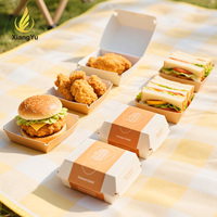 Boîte carrée en papier kraft recyclé écologique, résistante à la chaleur, de qualité alimentaire, emballage portable à emporter pour hamburger, pizza, salade