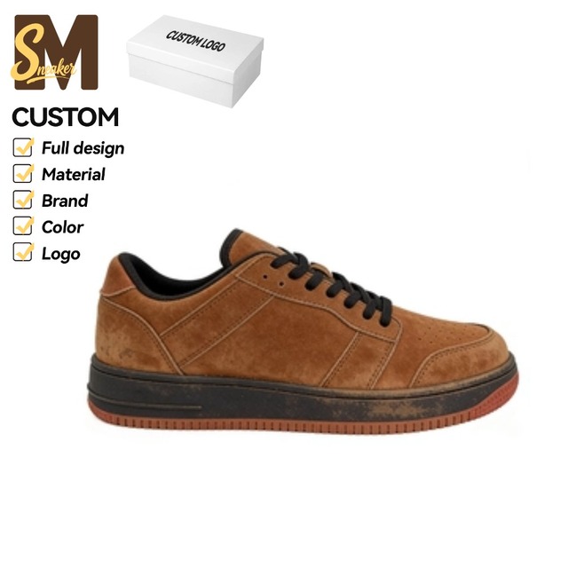 Vintage Brown Skate Sneakers Men's Distressed Low Top Casual Shoes Retro Style Non-slip Platform Footwear Shoes