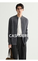 Maßgefertigte Kaschmir-Kragen-Strickjacke aus Gedrehtem Stoff im Herrenstil