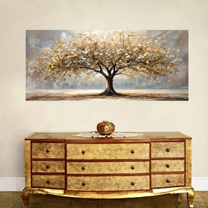 Stampa su Tela Moderna con Paesaggio, Arte Murale Dorata Beige, Dipinto Tranquillo ed Elegante Senza Cornice per Arredamento Interno, <span class=keywords><strong>Soggiorno</strong></span> - Product Image 4