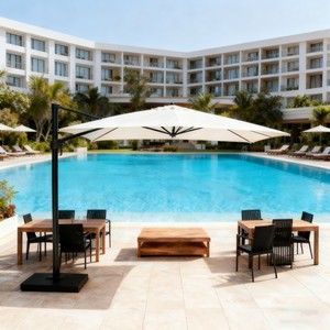 Parasols carrés pliables anti-UV résistants à l'eau réglables pour piscine d'hôtel, usage commercial, Roma, DC-UP-107 3x3m E - Product Image 1