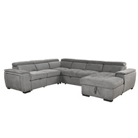 Canapés modulaires combinés en gros, grand format, deux places, convertible, en tissu microfibre durable, avec fonction lit et rangement pour usage hôtelier