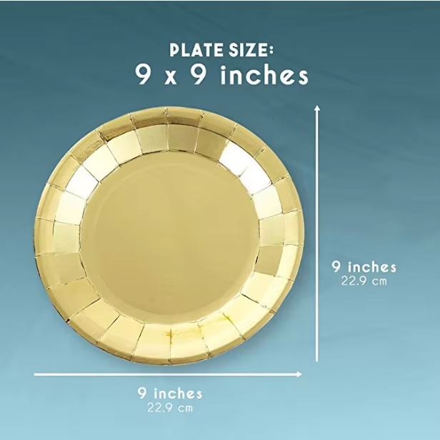 Hot Sale Disposable Gold Paper Plates and Bowls