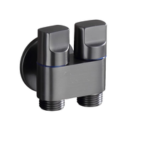 Grifo Moderno de Cobre y Latón con Válvula de Cierre Automático, Salida Doble Universal para Cocina, Exterior, Hotel, 1 Entrada y 2 Salidas Anguladas