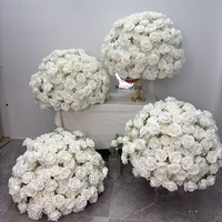 Arrangement floral de mariage, décoration de table, fleurs en soie, centre de table en forme de boule, pivoine, bouquet de fleurs artificielles