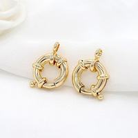 Bracelet et collier à fermoir rond plaqué or 14K, boucle de marin à ressort, accessoires de bijoux DIY, vente en gros pour fabricants
