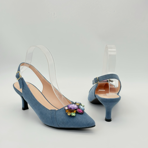 <span class=keywords><strong>Scarpe</strong></span> da <span class=keywords><strong>donna</strong></span> con tacco quadrato con strass colorato e punta a punta unica alla moda - Product Image 4