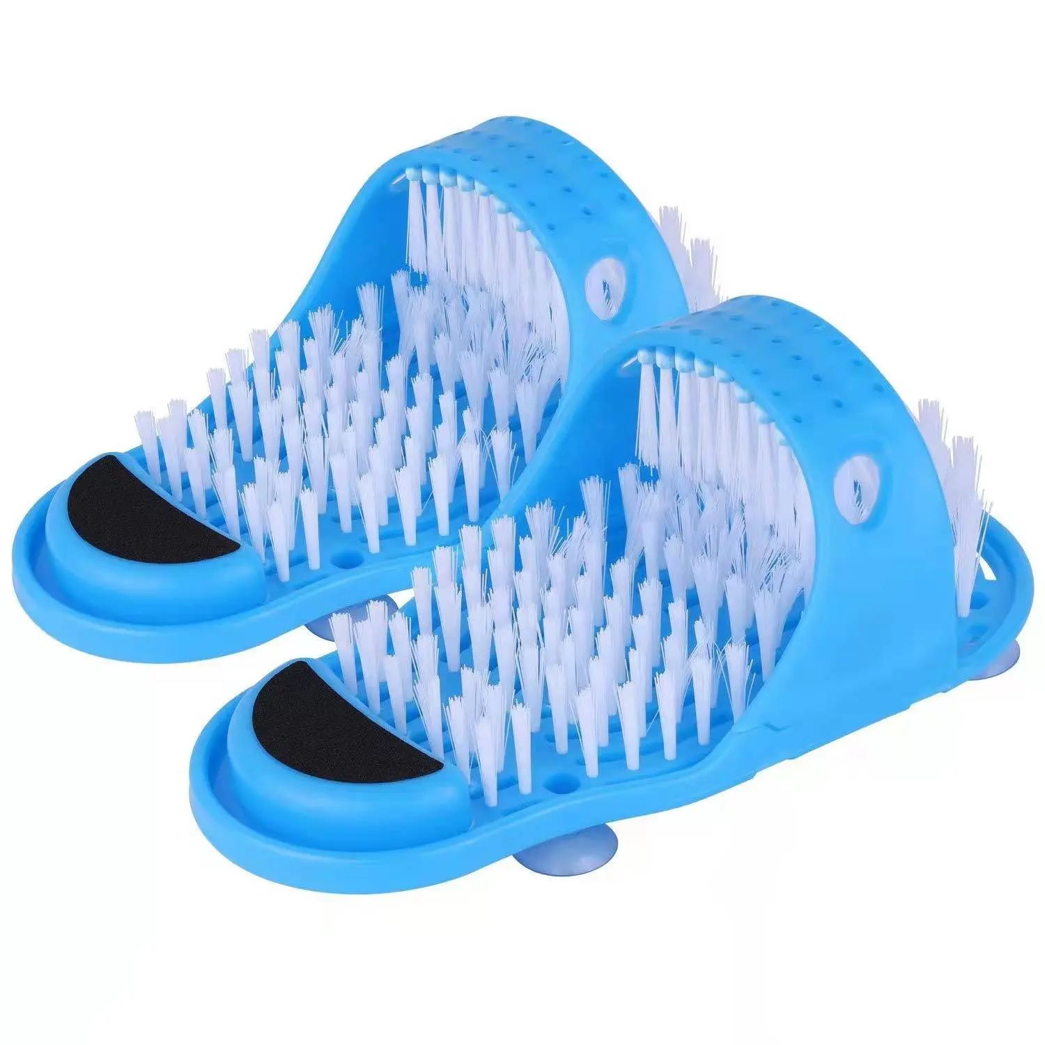 Toptan TRP + PVC/ahşap komik ayak törpüleyici fırça mavi terlik masaj duş temiz kolay ayaklar fırça