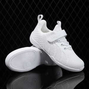 Baskets de Cheerleading blanches pour enfants Junior Hook and Loop Chaussures d'athlétisme Tennis Respirant Compétition Cheer Sneakers - Product Image 5