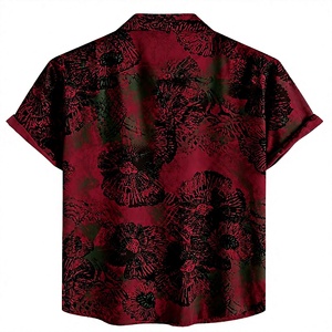 เสื้อเชิ้ตแขนสั้นผู้ชายสีเบอร์กันดี/สีดำ พิมพ์ลายตามสั่ง ปกคอปก ระบายอากาศได้ดี เป็นมิตรกับสิ่งแวดล้อม สำหรับฤดูใบไม้ผลิ บริการ OEM - Product Image 4