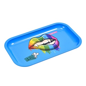 Wholesale OEM Logo 18*13cm 7*5 Inch Rectangle Rolling Tray Custom in Stock Metal <b>Herb</b> Tin Full Print Rolling Tray - Product Image 5