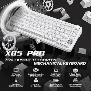Clavier de jeu mécanique ATTACK SHARK X85Pro Tri-mode avec écran TFT et bouton rotatif, touches PBT à impression latérale dégradée et remplaçables à chaud - Product Image 2