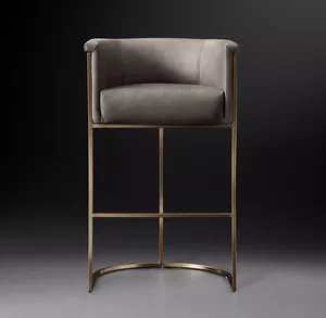 Sgabello Modernista Sassanid OEM Midcentury, Sgabello da Bar e Bancone in Pelle con Schienale a Botte Wexler - Product Image 2