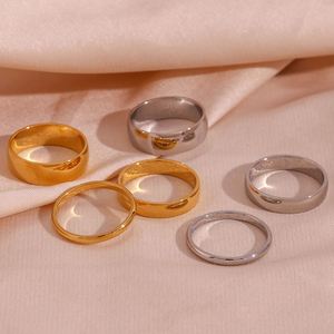 Fashion 18K Plated Gold Ring Simple Light Luxury Jewelry Stainless Steel Pigment Ring for Women - Product Image 4