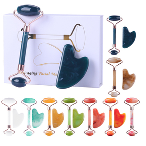 Rouleau de <span class=keywords><strong>jade</strong></span> facial personnalisé anti-âge rose rose naturel vert Gua Sha en forme de coeur avec jeu de rouleaux de <span class=keywords><strong>jade</strong></span> - Product Image 2