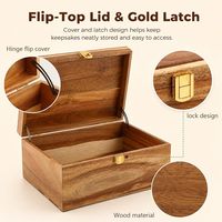 Boîte de rangement durable en bois d'acacia ultra-léger avec couvercle rabattable, plusieurs tailles, finition carbonisée moderne, durable