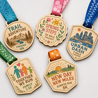 Médailles de marathon en bois et bambou gravées et imprimées en couleur, médailles personnalisées en bois pour les finalistes, vente en gros