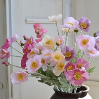 Fleurs artificielles de pavot floquées à 4 têtes de haute qualité pour la décoration intérieure, les accessoires de photographie, les mariages et les jardins