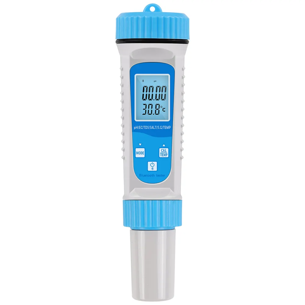Hot sell 6 in1 Ec/Tds/Zout/S.g/Temperatuur/Ph Smart digital water quality analyser ph tester pen for drinking Aquarium