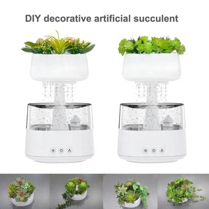 Diffuseur d'huiles essentielles <span class=keywords><strong>de</strong></span> plantes vertes personnalisé, humidificateur nuage <span class=keywords><strong>de</strong></span> <span class=keywords><strong>pluie</strong></span>, <span class=keywords><strong>bruit</strong></span> blanc, lampe portable à 7 couleurs, humidificateur - Product Image 4