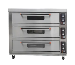 Cozinha comercial usada máquina móvel livre permanente elétrica snacks comida forno 3 deck 3 bandejas forno elétrico