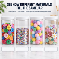Contenants de rangement pour fournitures d'artisanat personnalisées, bocaux transparents en PET avec couvercles pour boutons, paillettes, pompons, breloques, organisation DIY, vente en gros