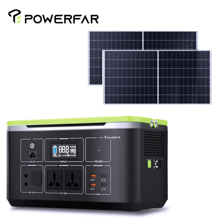 Kit Gerador Solar POWERFAR com Painel 150W MPPT Carga 700watt Bateria De Lítio Power Station Portátil