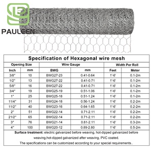 سلك دجاج 24inx50ft سلك دواجن المعاوضة مكافحة الصدأ سداسية المجلفن سياج الحديقة في الهواء الطلق - Product Image 2