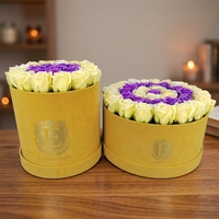 Boîtes cadeaux rondes personnalisées en carton recyclé écologique pour bouquets et fleurs avec ruban et poignée