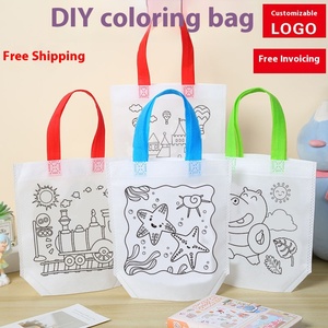 กระเป๋าผ้าไม่ทอสำเร็จรูปจากโรงงาน  กระเป๋าเพ้นท์มือสำหรับเด็ก  กระเป๋า DIY ระบายสี  กระเป๋าสะพายลายการ์ตูน - Product Image 2