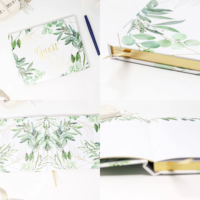 Livre d'or de mariage à couverture rigide, motif verdure eucalyptus et dorure à chaud, pour réception, baby shower, anniversaire, vente en gros