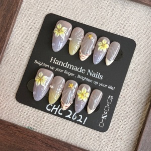 Uñas Postizas Personalizadas al por Mayor para Mujer, 10 Piezas, Diseño 3D con Pintura <span class=keywords><strong>de</strong></span> Conchas, Uñas Artificiales <span class=keywords><strong>de</strong></span> Acrílico ABS - Product Image 4