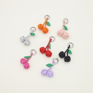 Handwoven Cherry Keychain Delicate Pu Leather Fruit & <b>Braided</b> Ball Charm Cute Daily Bag <b>Accessory</b> for Women Wholesale - Product Image 1