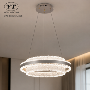 Lustre moderne à anneaux LED dimmable avec télécommande, tricolore, en fer et acrylique, pour salle à manger, salon, usage commercial intérieur - Product Image 1