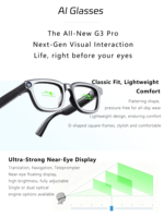 Lunettes intelligentes G3 PRO avec musique et navigation, enregistrement photo/vidéo, IA Q&A, résistance aux éclaboussures IP44, vision nocturne AR
