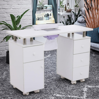 Ensemble table et chaises de manucure double en bois pour salon de beauté au design moderne bureau de luxe pour les ongles avec dépoussiéreur