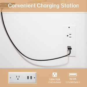 Hiện đại Vanity bàn gương 11 đèn LED TREO TƯỜNG trang điểm Bảng thay đồ lưu trữ ngăn kéo 3 chế độ ánh sáng phòng ngủ - Product Image 5