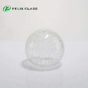 Abat-jour en verre opale brillant craquelé de taille moyenne avec LED dimmable pour lustre et suspension, protection oculaire - Product Image 1