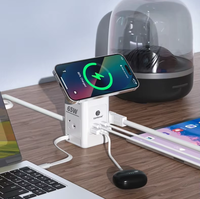 Stop Kontak Portabel Rumah Tangga dengan Colokan UK PD 65W Multi Port USB Pengisi Daya Cepat untuk Kantor dan Meja Kerja dengan Kabel Data Independen
