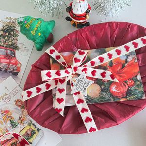 Nine-Colored <b>Ribbon</b> Christmas Embroidered Heart Woven <b>Ribbon</b> 1.6Cm Cotton Diy Decoration For Gift Cake <b>Wedding</b> Birthday - Product Image 2