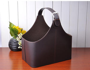 <span class=keywords><strong>Cesta</strong></span> de Regalo de Cuero PU Vacía, <span class=keywords><strong>Cesta</strong></span> de Exhibición de Regalos Navideños con Asa para Vino, Flores, Frutas, Dulces - Product Image 2