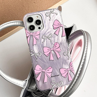 Casing penutup ponsel desain benang bulu anak perempuan pita cetak UV kustom untuk iPhone 16 15 14 Pro Max 16 Plus