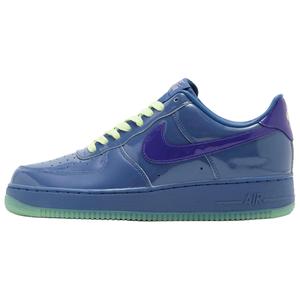 Chaussures de skateboard basses pour hommes en cuir verni bleu, à lacets, bout rond, solides, toutes saisons - Product Image 1