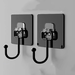 Slip Hook Plastic Black Wall Mount Hooks For Kitchen Bathroom Storage Organizing - Product Image 2
