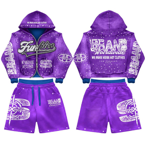 Custom Logo Two Piece Apparel Comfortable Fashion Outfit for Daily Use Men's Casual Hoodie and Shorts <b>Set</b> For Online Sale - Product Image 1