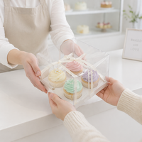 Boîte à muffins pliable en PET de 4 tasses avec fenêtre transparente pour pain et gâteaux, qualité alimentaire, directement de l'usine, sans ruban