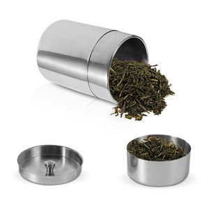Hot Sale Silver Eco-Friendly <b>Kitchen</b> Accessories Double Lid Tea Tin Can Dried Food Container Spices Can 400ML Stainless Steel - Product Image 1