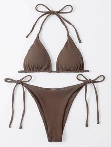 2026 European American New Style Sexy Three-Piece Striped Split Swimsuit Bikini Chest Pads Spandex/Polyester Cross-Border No - Product Image 2