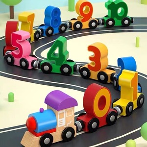 Blocs <span class=keywords><strong>de</strong></span> <span class=keywords><strong>construction</strong></span> magnétiques numériques en forme <span class=keywords><strong>de</strong></span> petit train, jouets éducatifs en bois à assembler soi-même pour enfants <span class=keywords><strong>de</strong></span> 5 ans et plus, boîte colorée - Product Image 1